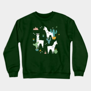 Summer Llama Pattern Crewneck Sweatshirt